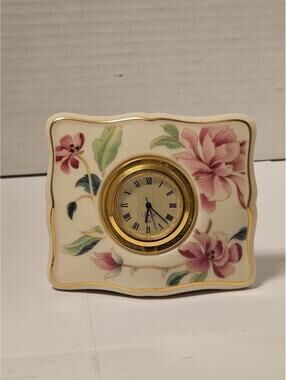 Retired Lenox Barrington Desk/Vanity Clock Floral Pattern